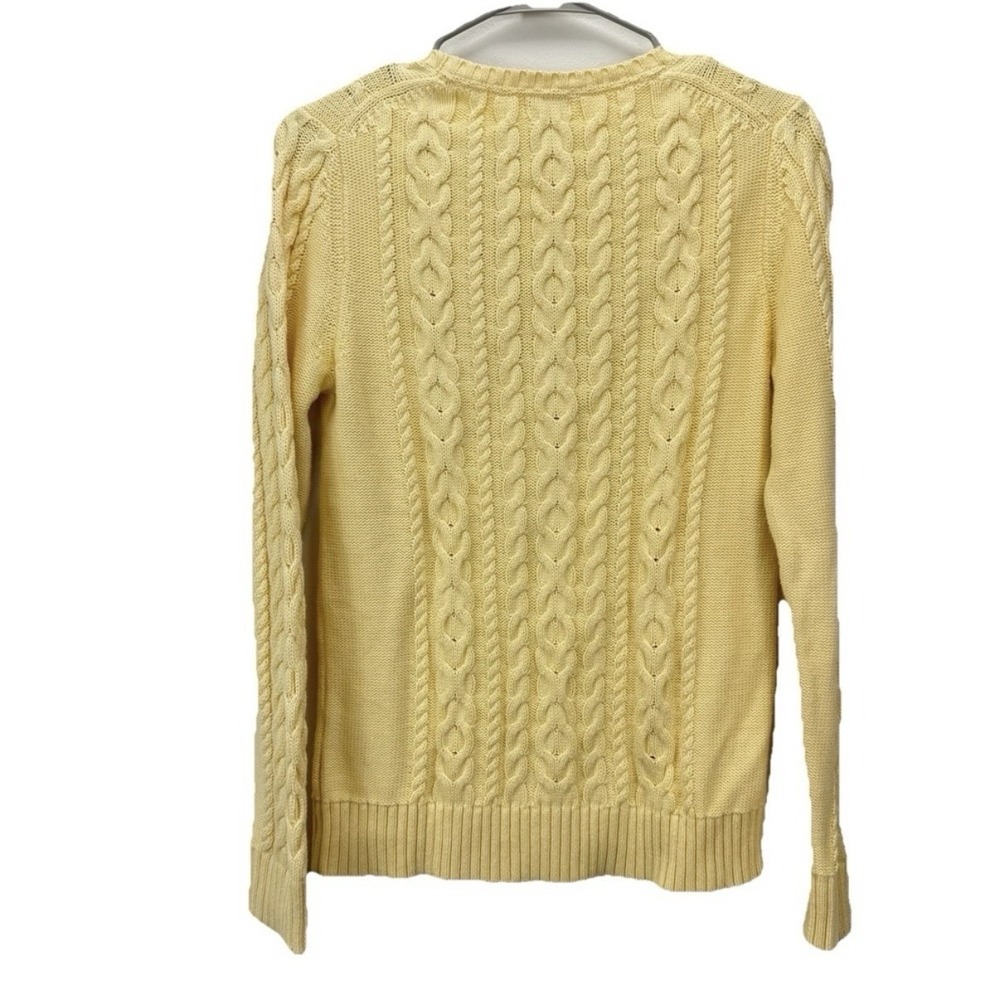 LL Bean Yellow‎ Double L Mixed Cable Crew Neck Pullover Sweater Size XL - Picture 7 of 11